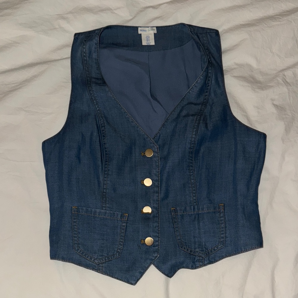 Denim Vest with Silver Buttons